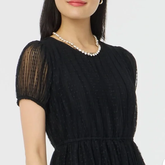 J Crew Pleated flock-dot puff-sleeve dress BNWT - Picture 4 of 4